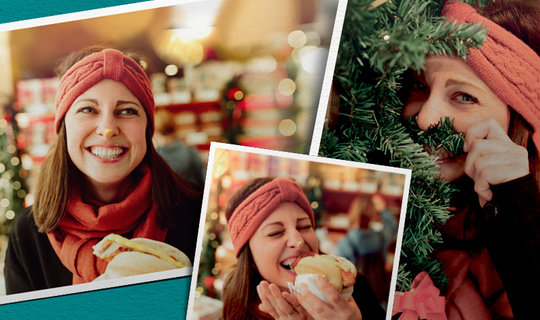 Kampagnenmotiv „Mein Wolfsburg-Moment“ - Frau auf dem Weihnachtsmarkt