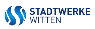 Logo der Stadtwerke Witten in Blau mit stilisierten Wellen und dem Schriftzug "STADTWERKE WITTEN".