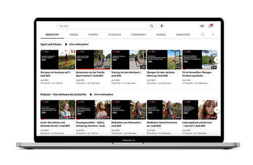 Audi BKK Youtube Beiträge auf Laptop