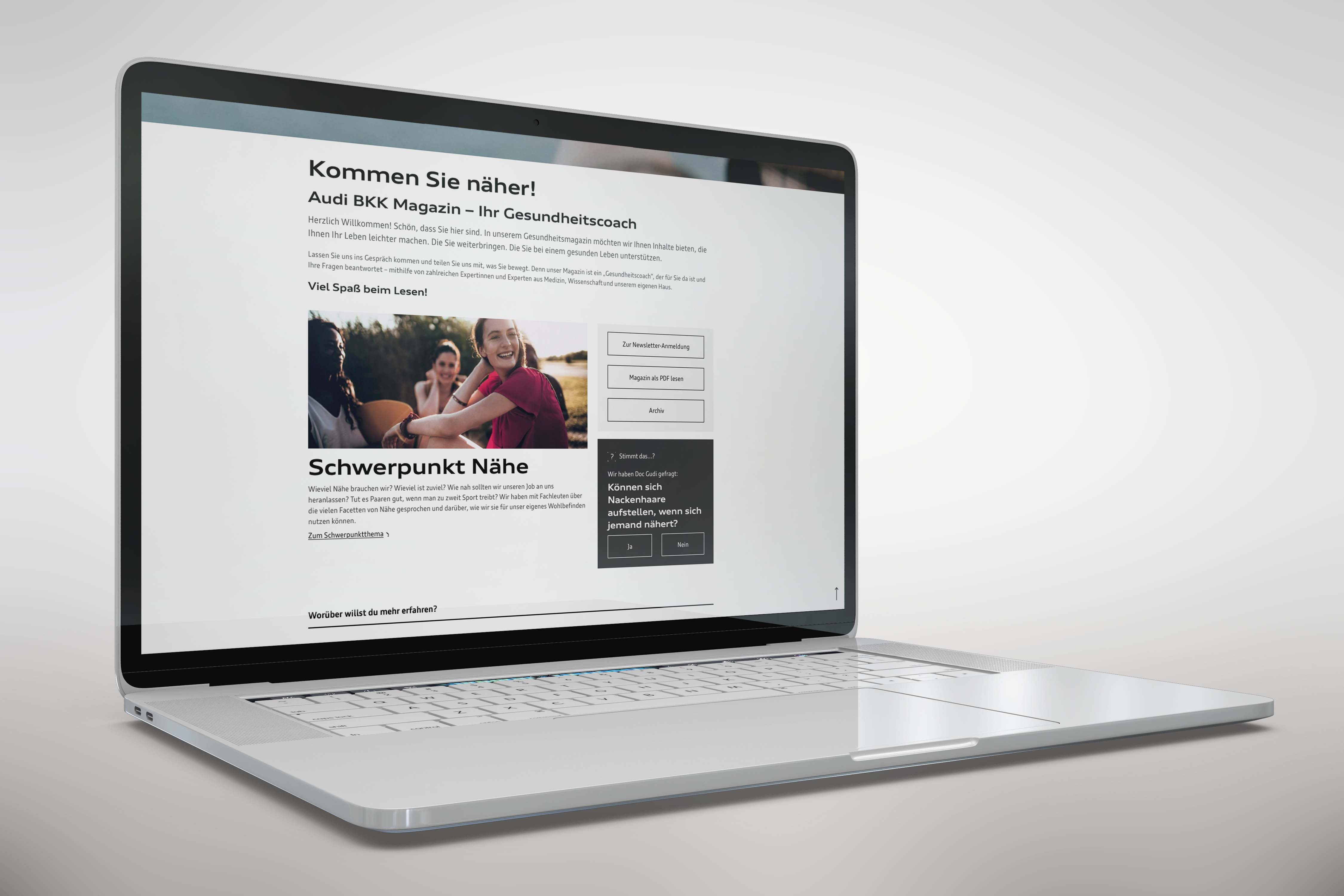 Online-Magazin der Audi BKK auf einem Laptop