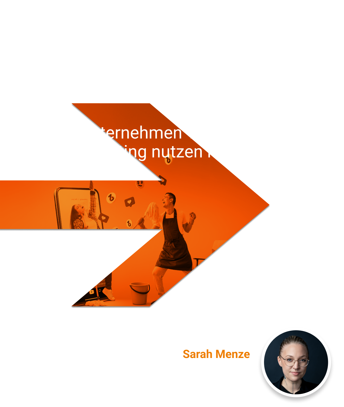 Grafik mit orangem Pfeil: Webinar TikTok Ads