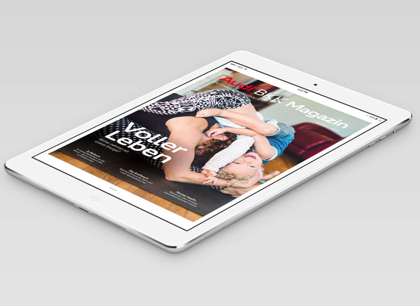 Audi BKK - digitales Kundenmagazin auf Tablet